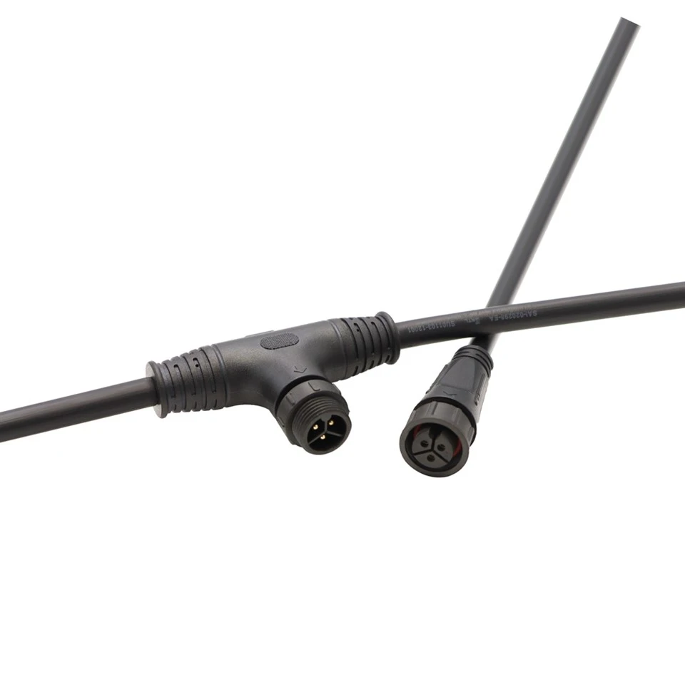 M12 2-6 Pin T-Typ Vattentät elfordonskabelenhet med 16MM huvudkabel IP67